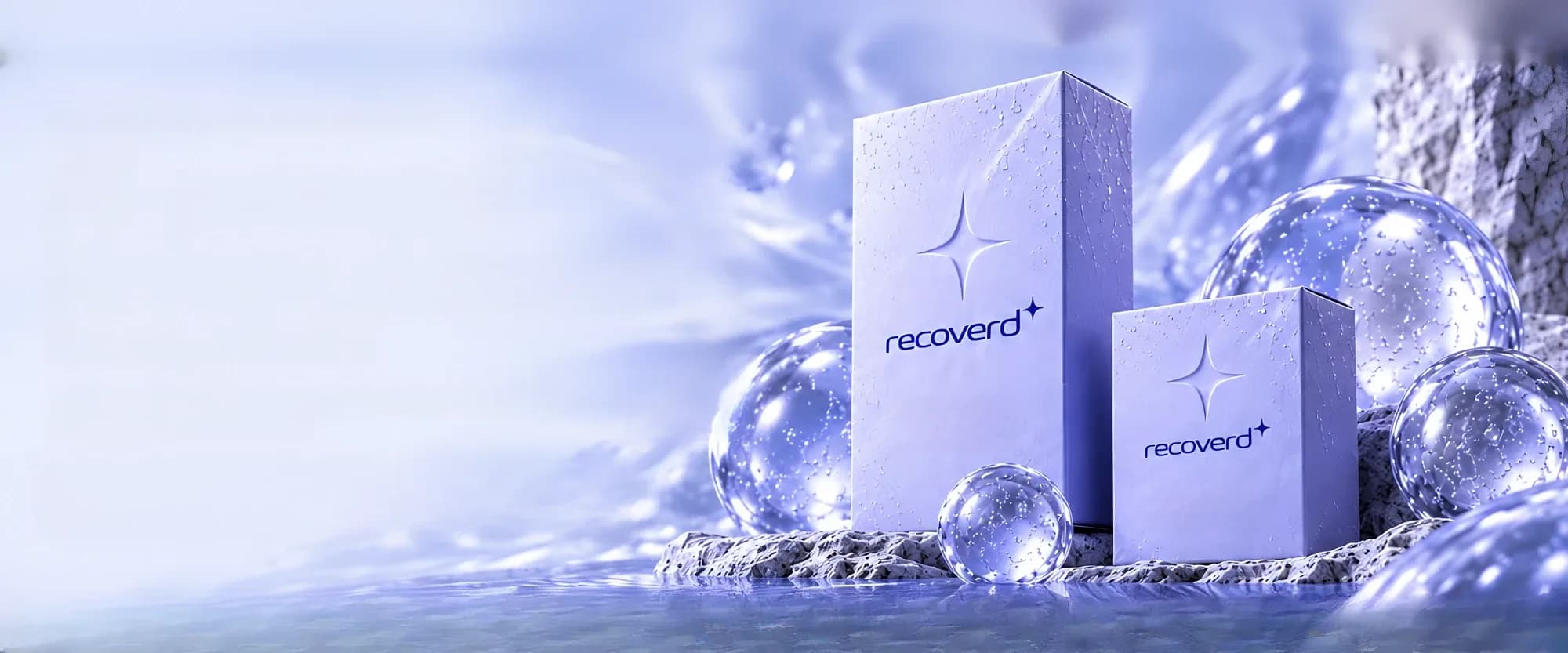 RECOVERD packaging among glass bubbles